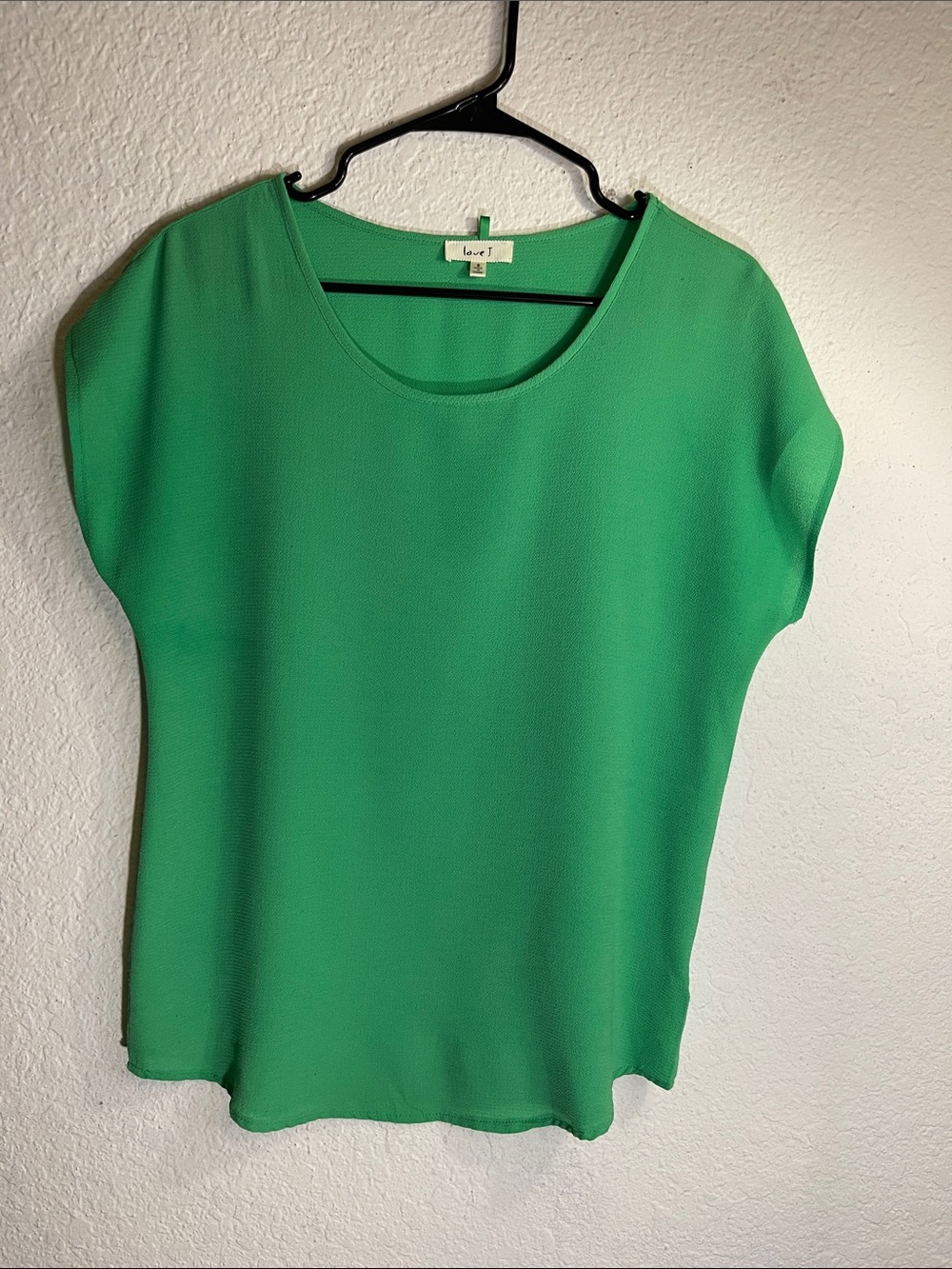 Love J Emerald Green Scoop Neck Cap Sleeve Top Size S
